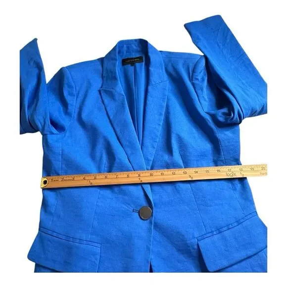 Kobi Halperin Jacket Womens Linen Blend One ButtonBlue Blazer Tencel Size Large - Picture 11 of 16